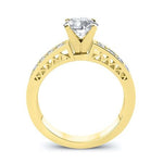 Lotus Round Moissanite Engagement Ring yellowgold