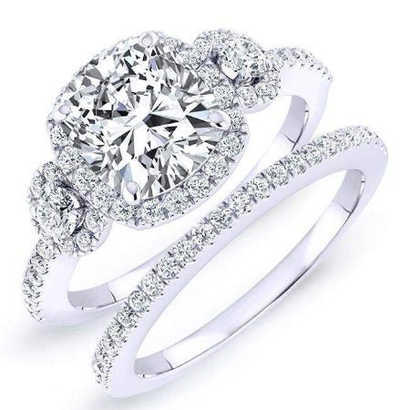 Lunaria Cushion Moissanite Bridal Set whitegold