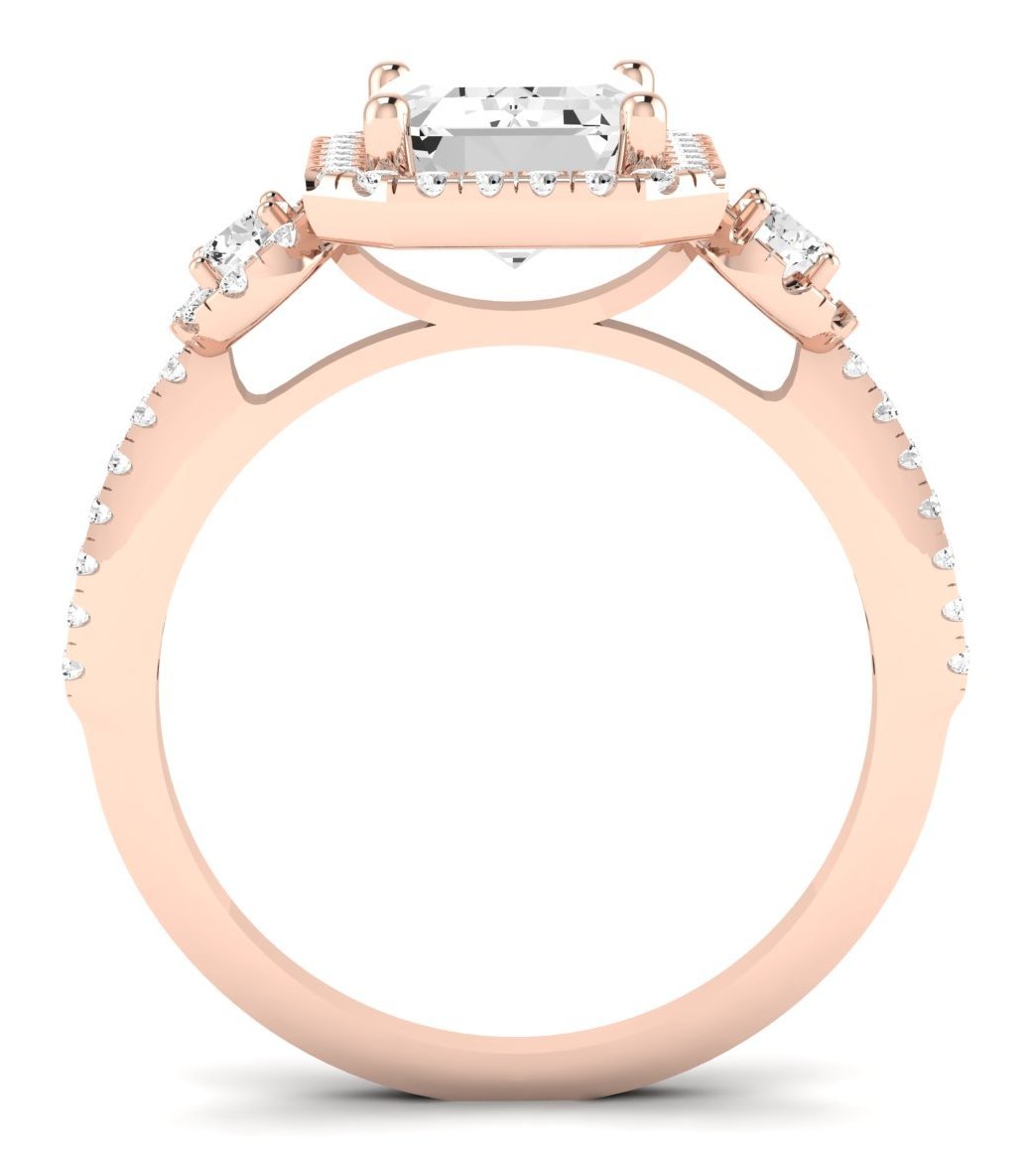 Lunaria Emerald Diamond Engagement Ring (Lab Grown Igi Cert) rosegold