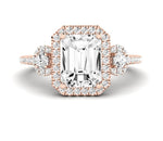 Lunaria Emerald Diamond Engagement Ring (Lab Grown Igi Cert) rosegold