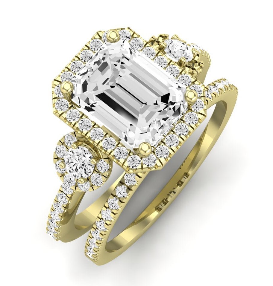 Lunaria Emerald Moissanite Bridal Set yellowgold