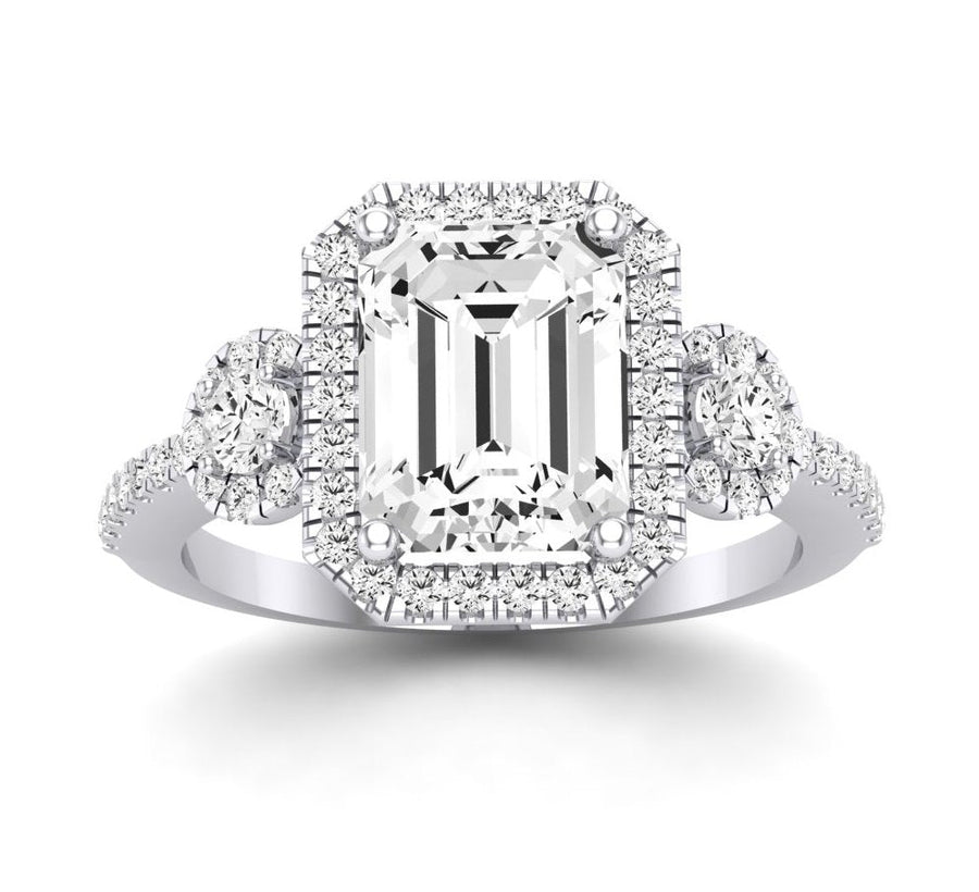 2.00 ct - Lunaria - Emerald Moissanite Engagement Ring