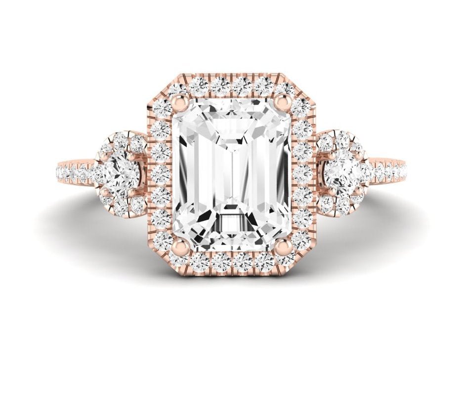 Lunaria Emerald Moissanite Engagement Ring rosegold
