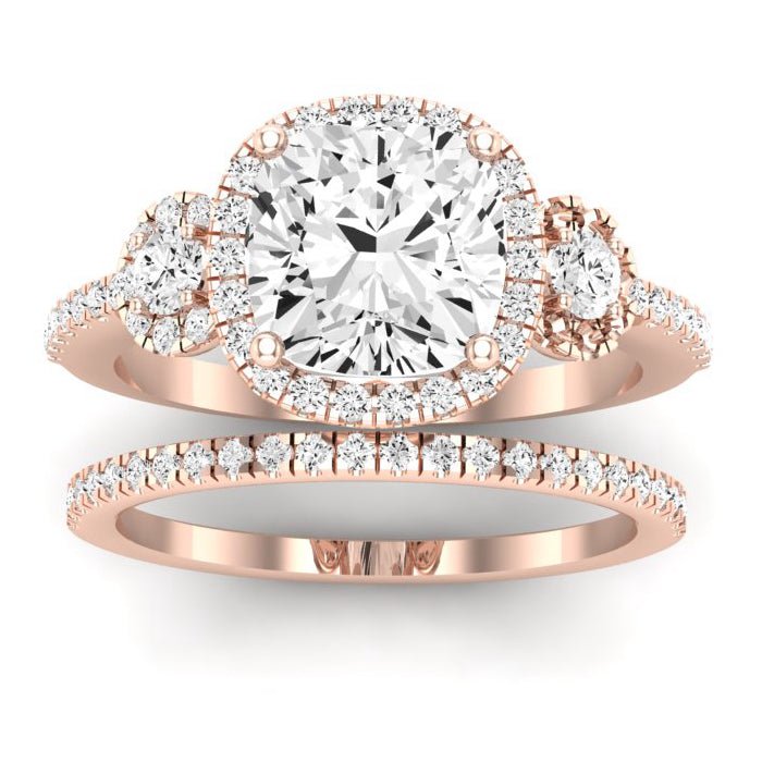 Lunaria Moissanite Matching Band Only (does Not Include Engagement Ring) For Ring With Cushion Center rosegold