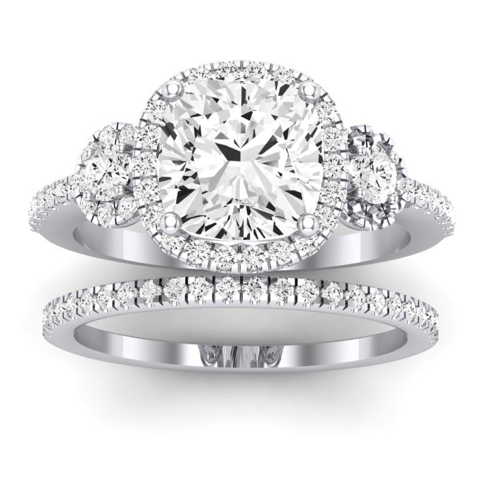 Lunaria Moissanite Matching Band Only (does Not Include Engagement Ring) For Ring With Cushion Center whitegold