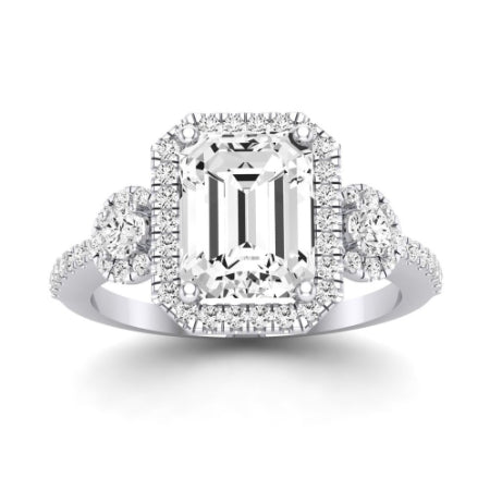 Lunaria Moissanite Matching Band Only (does Not Include Engagement Ring) For Ring With Emerald Center whitegold