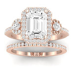 Lunaria Moissanite Matching Band Only (does Not Include Engagement Ring) For Ring With Emerald Center rosegold