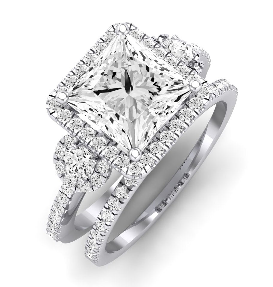 Lunaria Moissanite Matching Band Only (does Not Include Engagement Ring) For Ring With Princess Center whitegold