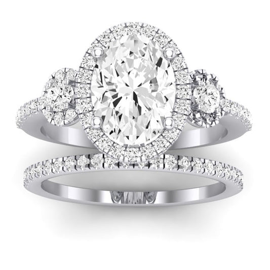 Lunaria Oval Moissanite Bridal Set whitegold