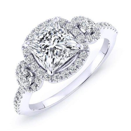 Lunaria Princess Moissanite Engagement Ring whitegold