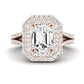 Lupin Emerald Moissanite Engagement Ring rosegold