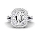 Lupin Emerald Moissanite Engagement Ring whitegold