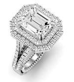 Lupin Emerald Moissanite Engagement Ring whitegold