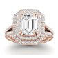 Lupin Emerald Moissanite Engagement Ring rosegold