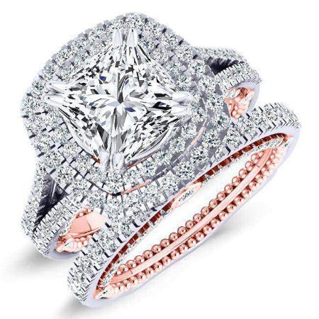 1.00 ct - Lupin - GIA Natural Princess Diamond Bridal Set