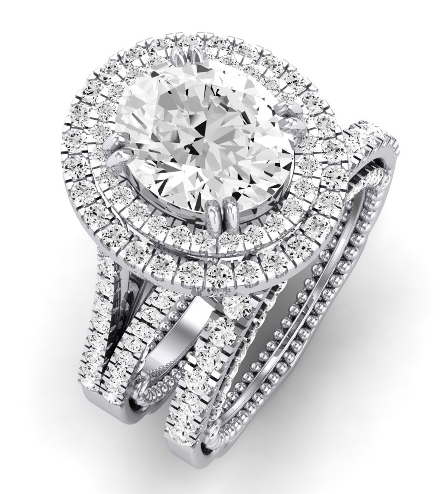 Lupin Oval Moissanite Bridal Set whitegold