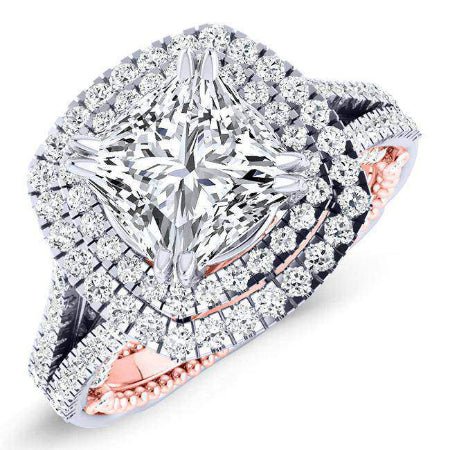 Lupin Princess Moissanite Engagement Ring whitegold