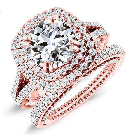 Lupin Round Moissanite Bridal Set rosegold