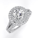 Lupin Round Moissanite Engagement Ring whitegold