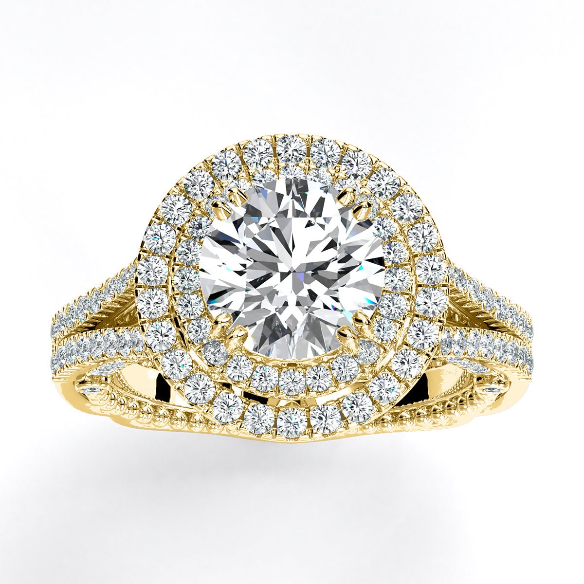 Lupin Round Moissanite Engagement Ring yellowgold
