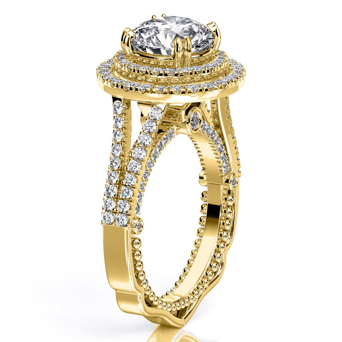 Lupin Round Moissanite Engagement Ring yellowgold