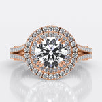 Lupin Round Moissanite Engagement Ring rosegold