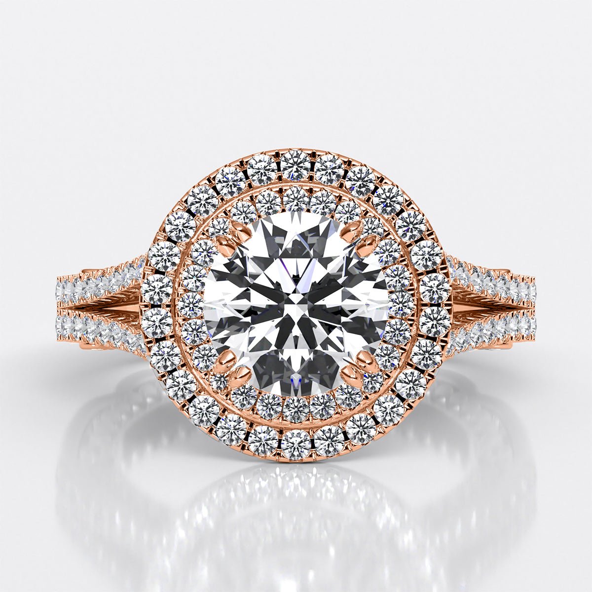 Lupin Round Moissanite Engagement Ring rosegold