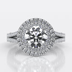 Lupin Round Moissanite Engagement Ring whitegold