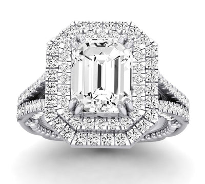 Lupin Emerald Diamond Engagement Ring (Lab Grown Igi Cert) whitegold