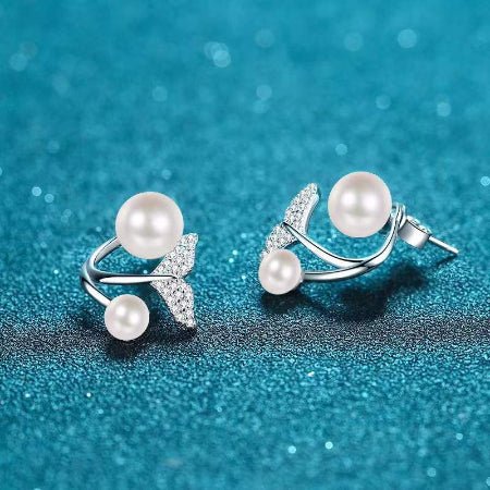 Madelyn Moissanite & Pearl Earrings whitegold