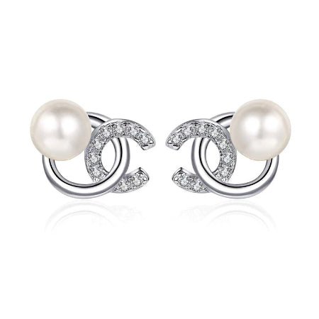 Maggie Diamond & Pearl Earrings whitegold