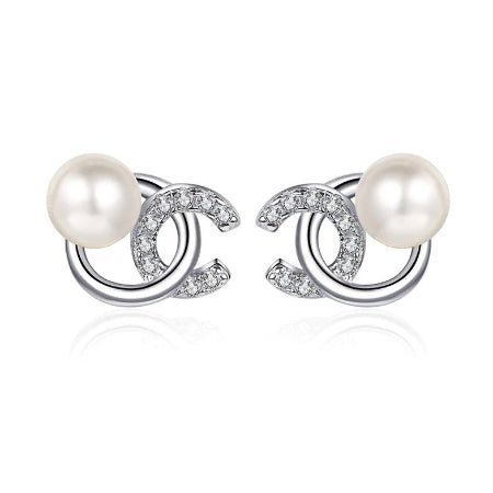 Maggie Diamond & Pearl Earrings whitegold