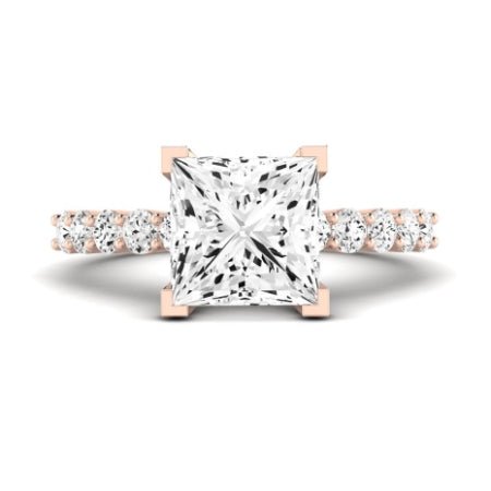 Magnolia Diamond Matching Band Only (does Not Include Engagement Ring) For Ring With Princess Center rosegold