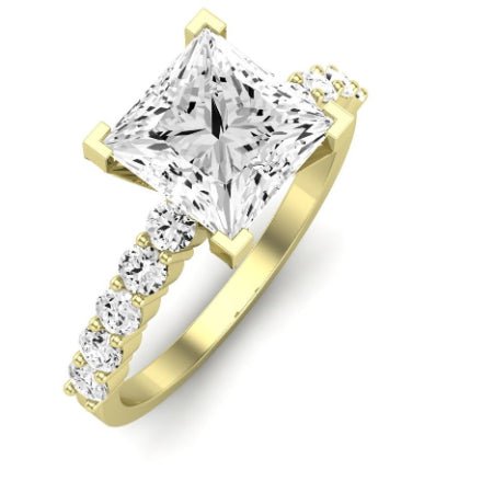 Magnolia Diamond Matching Band Only (does Not Include Engagement Ring) For Ring With Princess Center yellowgold