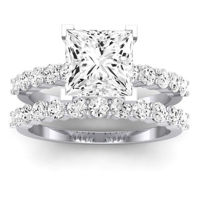 Magnolia Diamond Matching Band Only (does Not Include Engagement Ring) For Ring With Princess Center whitegold