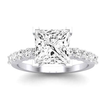 Magnolia Diamond Matching Band Only (does Not Include Engagement Ring) For Ring With Princess Center whitegold