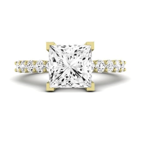 Magnolia Diamond Matching Band Only (does Not Include Engagement Ring) For Ring With Princess Center yellowgold