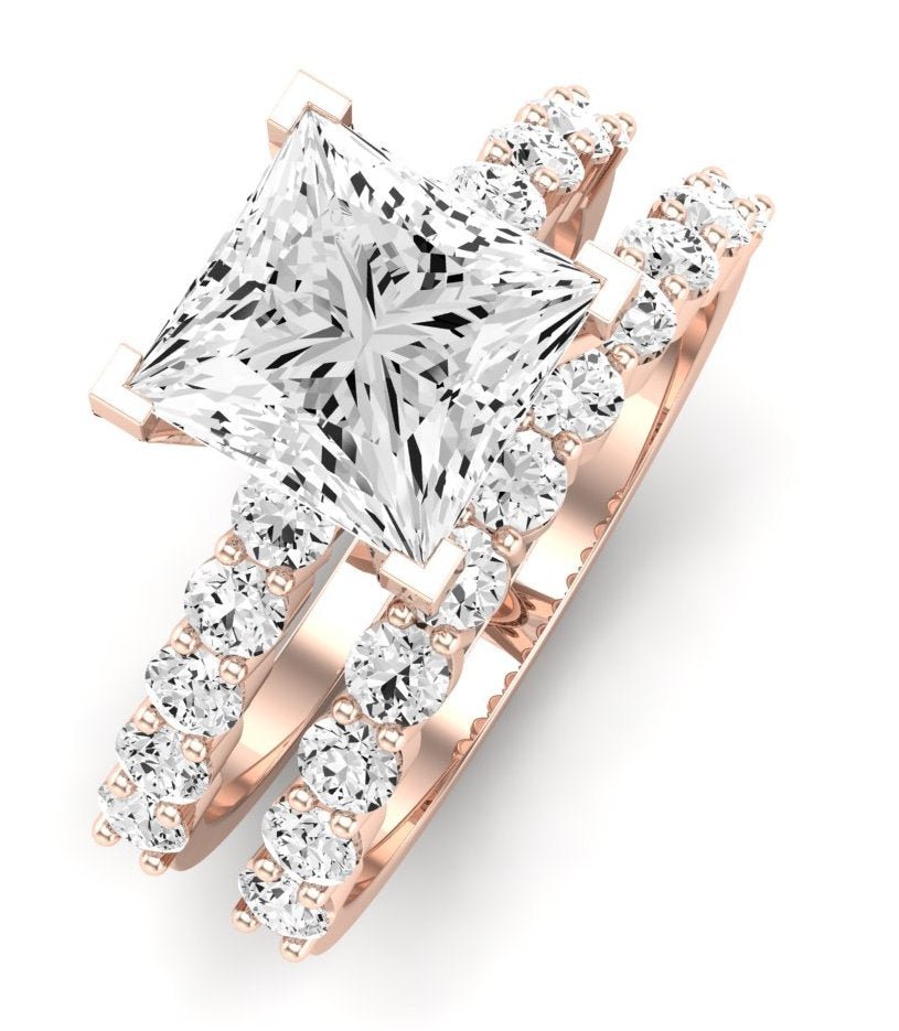 Magnolia Diamond Matching Band Only (does Not Include Engagement Ring) For Ring With Princess Center rosegold