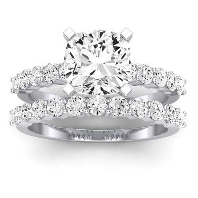 Magnolia Diamond Matching Band Only (does Not Include Engagement Ring) For Ring With Cushion Center whitegold