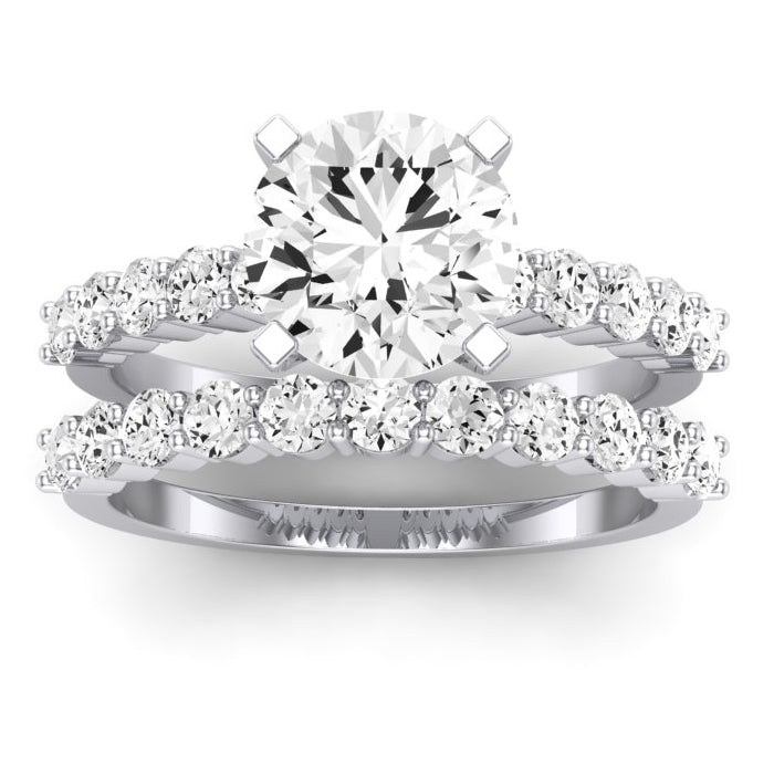 Magnolia Diamond Matching Band Only (does Not Include Engagement Ring) For Ring With Round Center whitegold