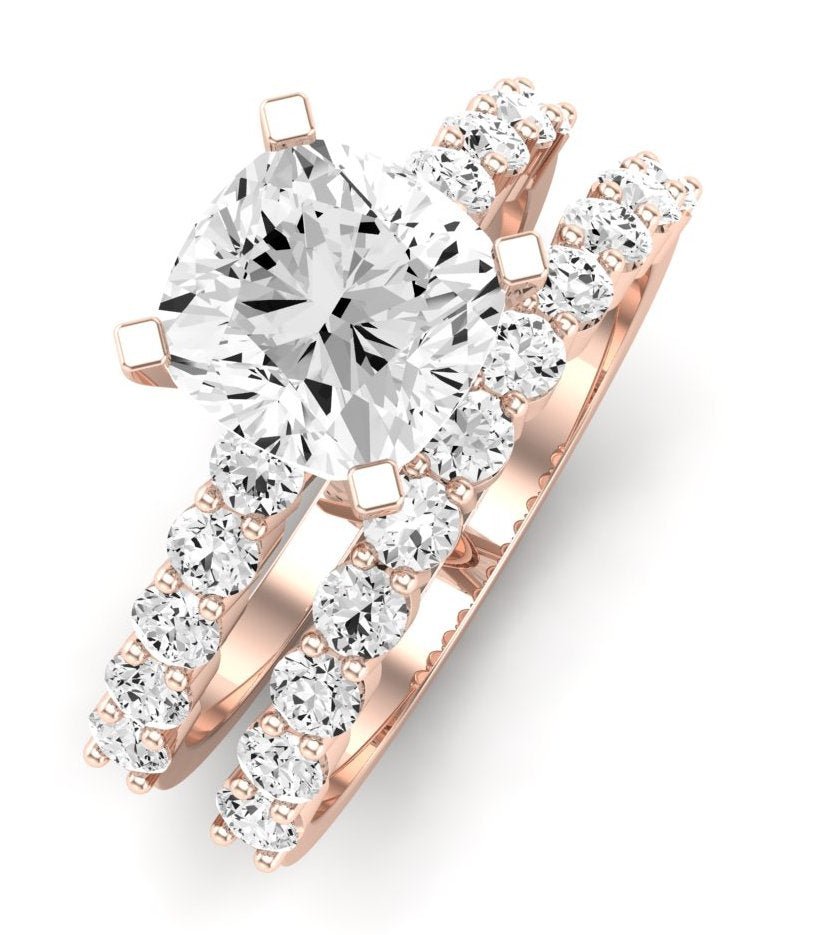 Magnolia Diamond Matching Band Only (does Not Include Engagement Ring) For Ring With Cushion Center rosegold