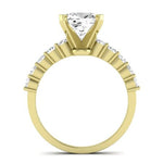 Magnolia Moissanite Matching Band Only (does Not Include Engagement Ring) For Ring With Cushion Center yellowgold