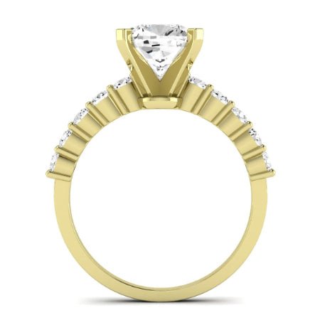 Magnolia Moissanite Matching Band Only (does Not Include Engagement Ring) For Ring With Cushion Center yellowgold