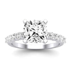 Magnolia Moissanite Matching Band Only (does Not Include Engagement Ring) For Ring With Cushion Center whitegold