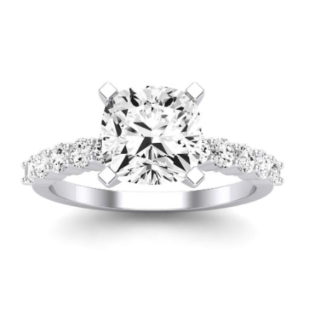 Magnolia Moissanite Matching Band Only (does Not Include Engagement Ring) For Ring With Cushion Center whitegold