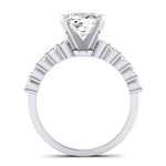 Magnolia Moissanite Matching Band Only (does Not Include Engagement Ring) For Ring With Cushion Center whitegold