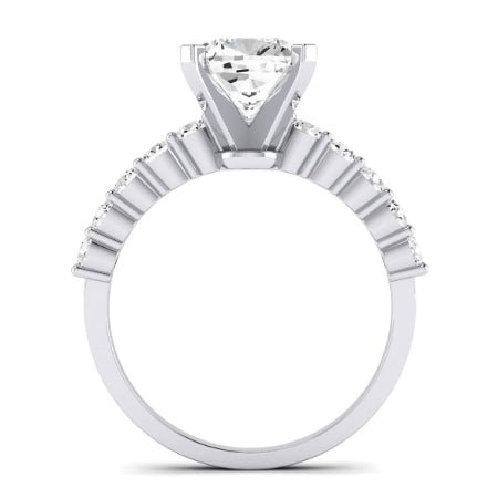 Magnolia Moissanite Matching Band Only (does Not Include Engagement Ring) For Ring With Cushion Center whitegold