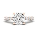 Magnolia Moissanite Matching Band Only (does Not Include Engagement Ring) For Ring With Cushion Center rosegold