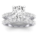 Magnolia Moissanite Matching Band Only (does Not Include Engagement Ring) For Ring With Cushion Center whitegold