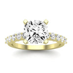 Magnolia Moissanite Matching Band Only (does Not Include Engagement Ring) For Ring With Cushion Center yellowgold
